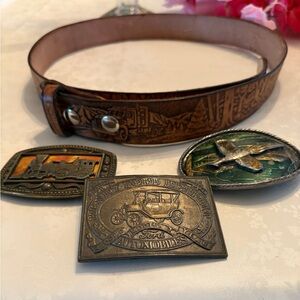 Men’s Tooled Leather Belt and Buckles